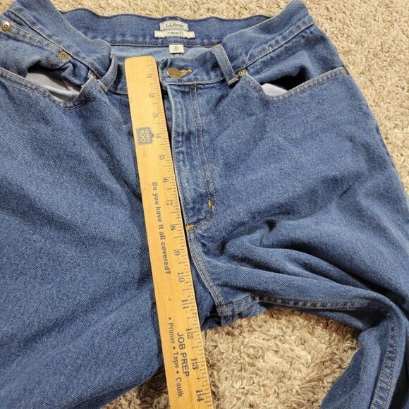 LL Bean Jeans Womens 12 Regular Blue Denim Original Fit Straight Dark Wash - Picture 4 of 8